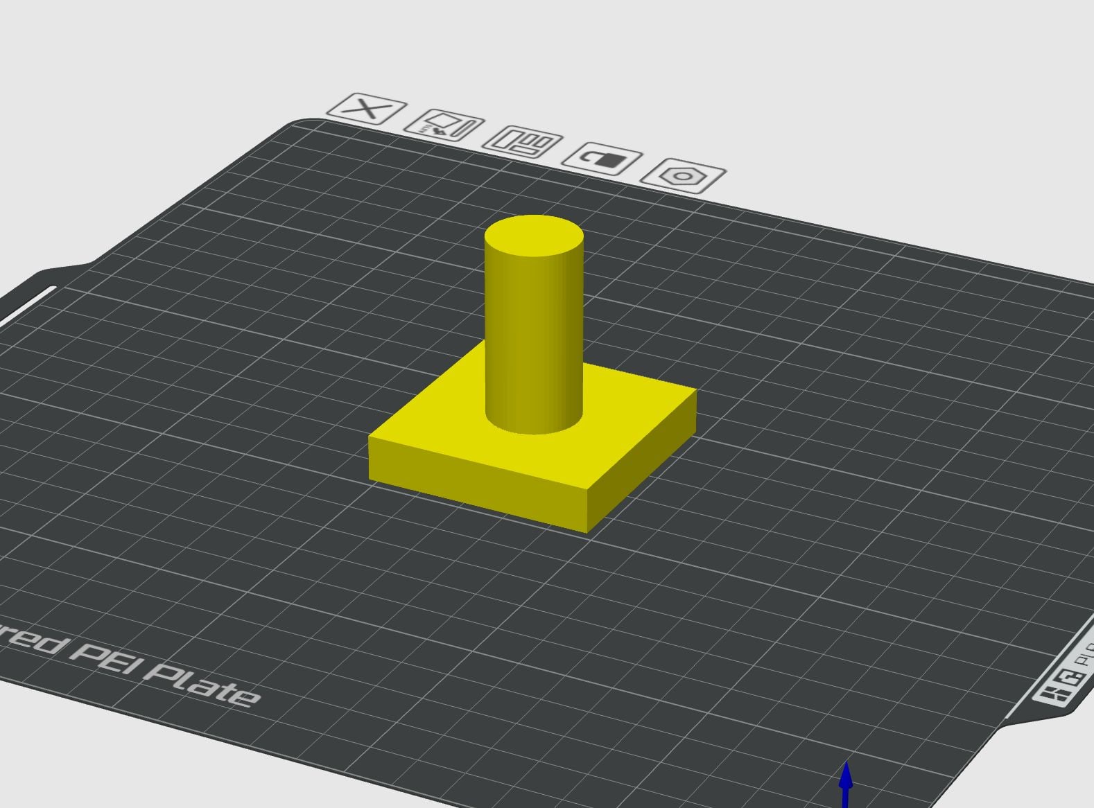 The TrackStat calibration cone shown as a print-ready 3D model: a small square base with a vertical post.